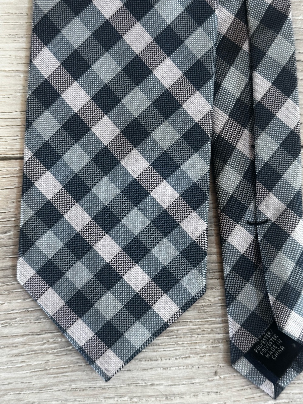 Michael Kors Gray and Light Pink Plaid Silk Tie